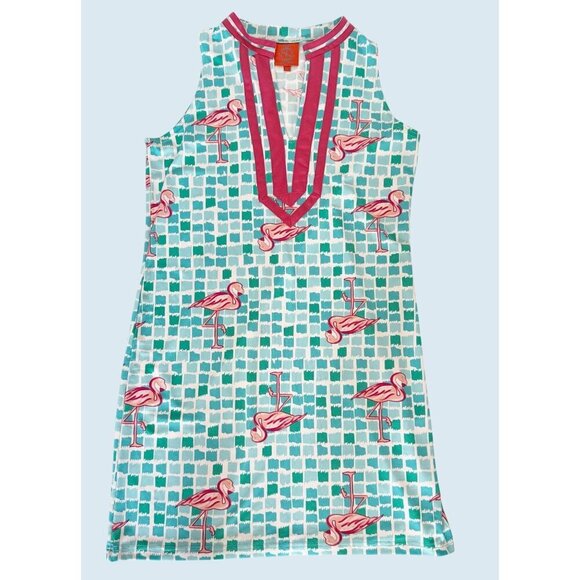 TRACY NEGOSHIAN Sleeveless V Neck Flamingo Print Summer Dress Sz XS - Picture 2 of 7